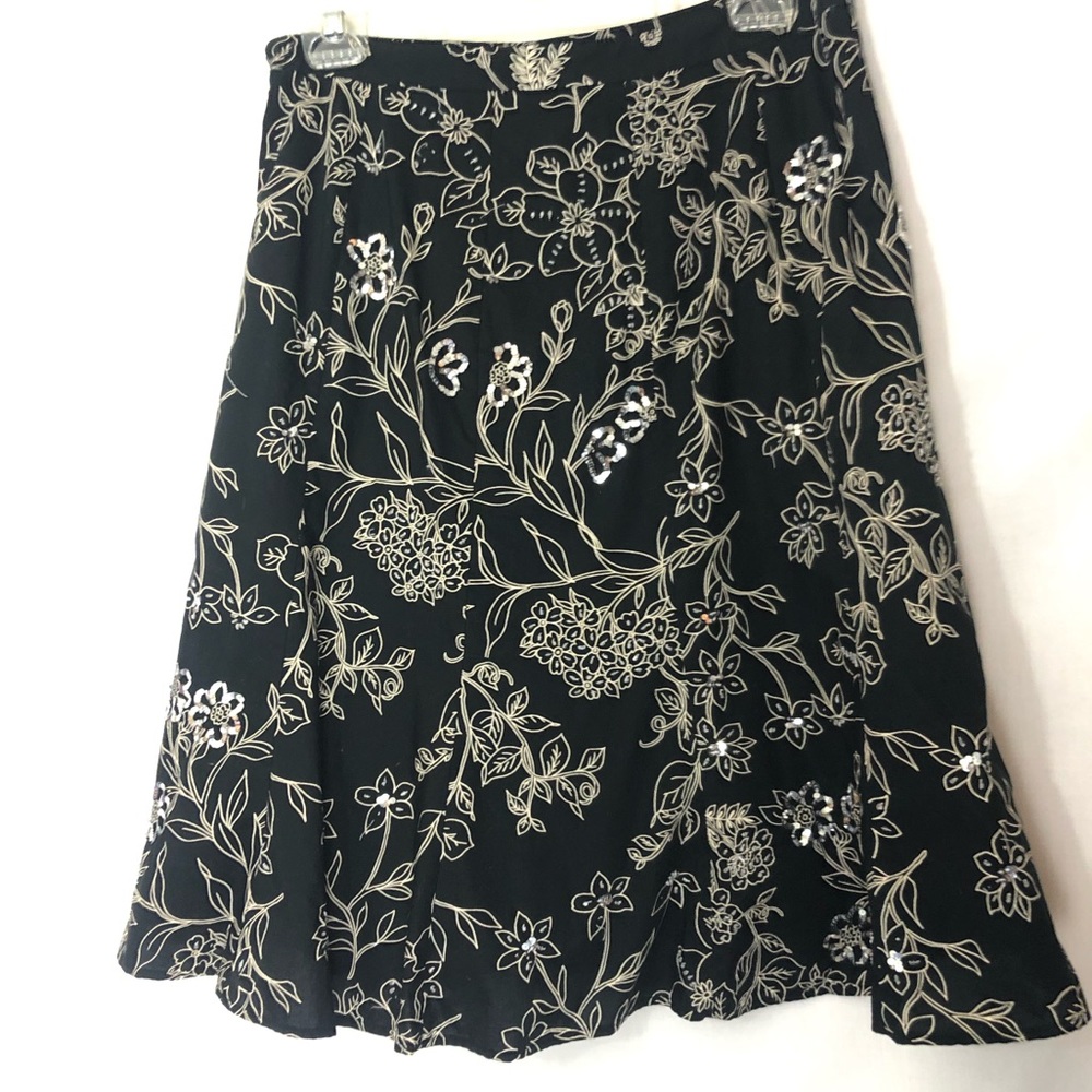 Ann Taylor LOFT Skirt Black Gold Sequins Women’s size 8 - Picture 8 of 8